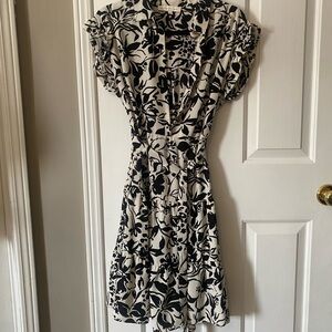 Monteau Black and White Floral Midi Dress